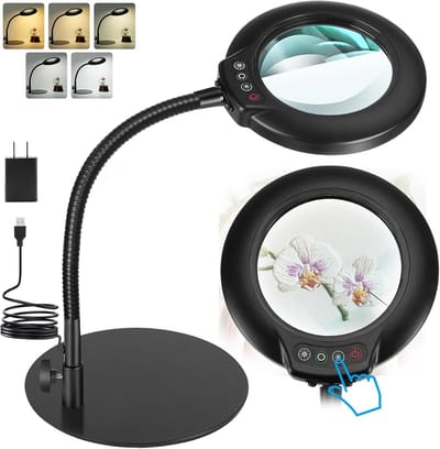 Vergrootglas met Licht - Verlichte Loep - Nauwkeurig Werk - Flexibele Zwanenhals - 10x Vergroting - Zwart