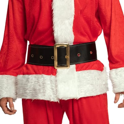 Boland Kerstman Riem - zwart - 150 cm - goudkleurige gesp - volwassenen - kerst - kerstman kostuum