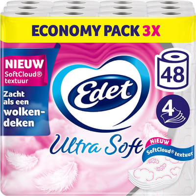 Edet Ultra Soft Toiletpapier - 4-laags - 48 rollen - Voordeelverpakking