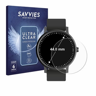 Savvies - Screenprotector voor Horloges (Rond, ø: 44 mm) - Folie Beschermfolie transparant 6 Stuks