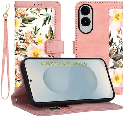 Hoesje geschikt voor Samsung Galaxy S25 Edge - Techsuit FlipCraft Book Wallet Case met koord - Sweetheart Pink