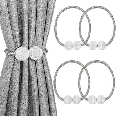 Set van 4 Magnetische Gordijnhouders voor Elegante Raamdecoratie - Grijs