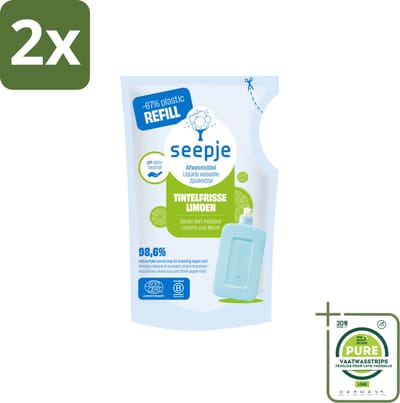 Seepje - Afwasmiddel - Duurzaam & Herbruikbaar - Re-fill - Tintelfrisse Limoen Geur - 500 ml - Voordeelverpakking - 2 stuks - Afwasmiddel - Milieuvriendelijk