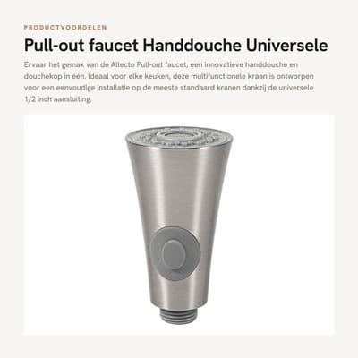 Dailygoods- Uittrekbare Kraan - Handdouche/Douchekop - Roestvrij Staal - Corrosiebestendig - 1/2 Inch Aansluiting - Duurzaam en Sterk