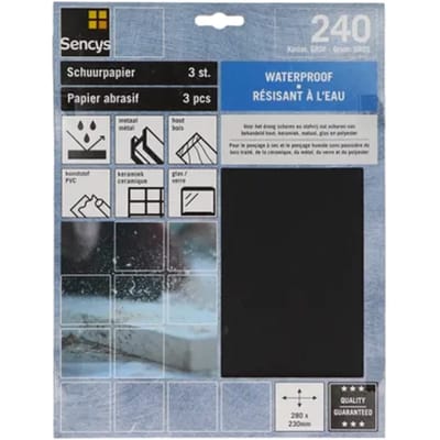 Sencys Schuurvel - P240 - Siliciumcarbide Zwart - 230x280mm - 3 Stuks