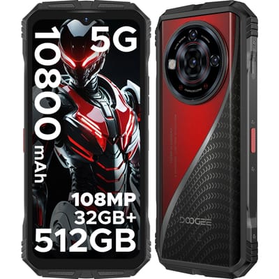 DOOGEE S118 PRO Robuuste Smartphone 5G, 24GB+512GB(2TB), 6,6 inch FHD+ 120Hz, 10800mAh/33W, 108MP+20MP Nachtzicht, WiFi 6/ Gezichts-ID/NFC rood