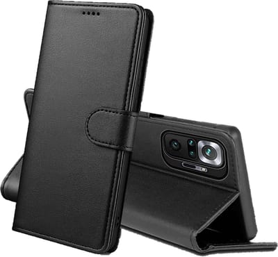 Hoesje Portemonnee voor Xiaomi Redmi Note 10 Pro Zwarte portemonnee met magnetische klep en kaartopslag