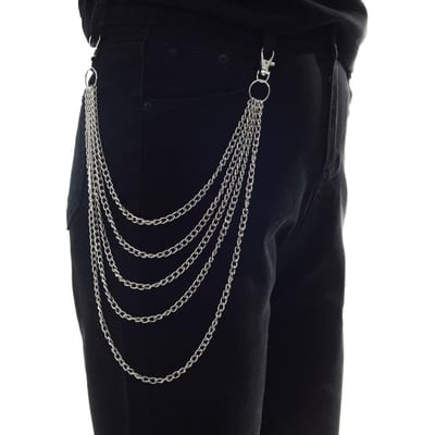 Chaîne Punk Sur Les Pantalons Jeans Porte-clés Femmes Pour Hommes Unisexe Egirl Eboy Vêtements Harajuku Accessoires Esthétiques gray