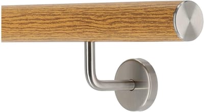Wandleuning Trapleuning - Aluminium Reling - Veilig Traplopen - Eiken Hout Decor - 190 cm - Zwart