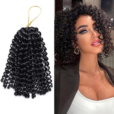 Micro Kinky Curly Haakhaar 20 cm - Voor Mini Passion Twists, 6 Packs, Zwart, Duurzaam en Lichtgewicht