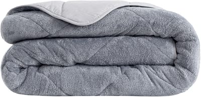Dekbed zonder overtrek, 4 Seizoenen Dekbed, Teddy, Wasbaar Dekbed, Grijs, 160x220 cm, Eenpersoons, Teddy Dekbedovertrek, 2 in 1 Dekbed, Hoesloos Dekbed, Ultra Soft Dekbed, Dubbelzijdig, Wasbaar, Zacht & Hypoallergeen, De Linde Home