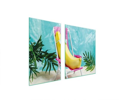 TMK ArtDeko Serie - Glasplaat en Snijplank - 100x52cm - Banaan Motief