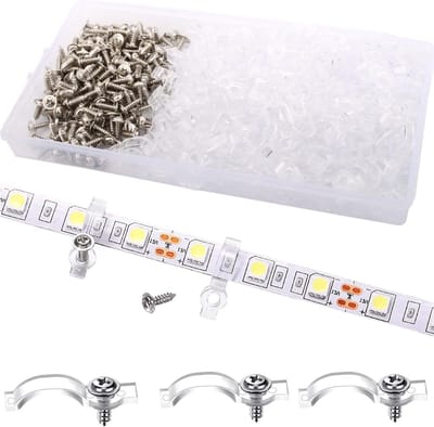 400 stuks LED Strip Bevestigingsclips van Siliconen voor 8mm Lichtstrips met Schroeven en Transparante Montagebeugels