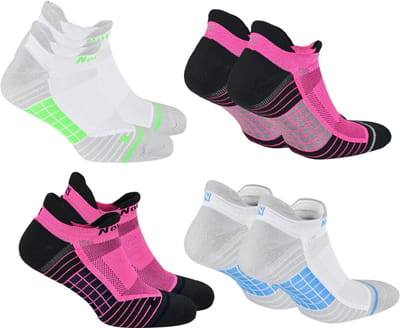 Norfolk Anti-Blaren Sportsokken - 4 Paar - Naadloze Hardloopsokken & Tennissokken - Zone Demping - Maat 35-38 - Roze/Wit - Cheetah LC