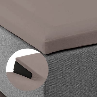 Dubbel Jersey Split Topper Hoeslaken 160x200/220 – 100% Katoen – Extra Dik & Zacht – 22 cm Hoek – Split 85 cm – Taupe – Y-NOT