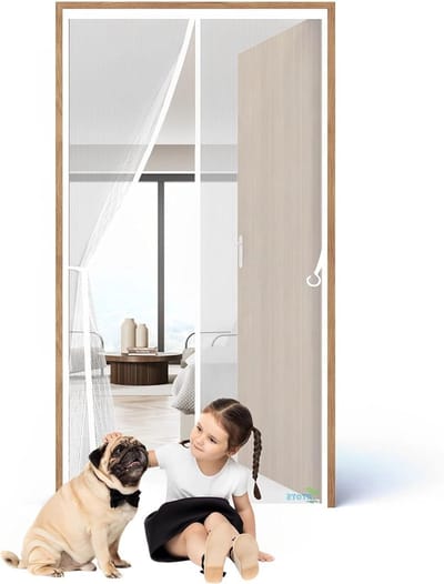 Magnetische Hordeur - Vliegenraam Gordijn - Insecten Buiten - Zonder Boren - 95 x 210 cm - Wit