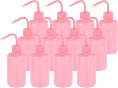 12pcs 230ml Waterfles voor Wimpers - Tattoo Wasfles - 250ml Veilige Plastic Spoelfles voor Wimperextensions - Planten Bewateringsexperimenten Benodigdheden (Roze)