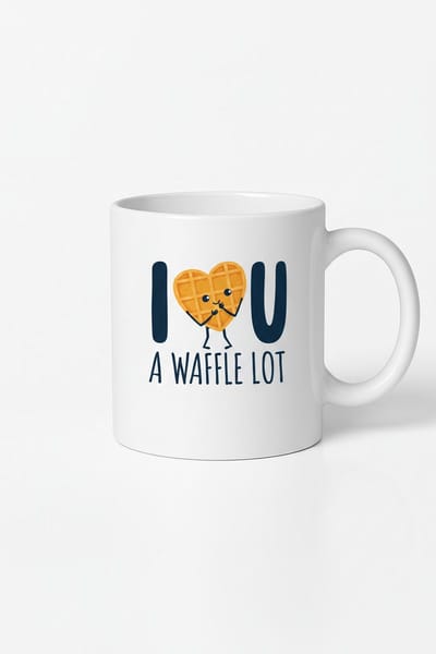 Mok I  U A WAFFLE LOT | Grappige Wafel Hart Koffiemok | Cadeau Liefde