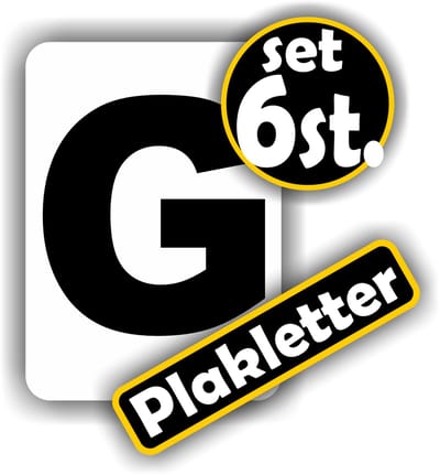 Jerma - Plakletters - G - Sticker - Set – 6 stuks - Vinyl - 5x7cm - Zwart - Weerbestendig