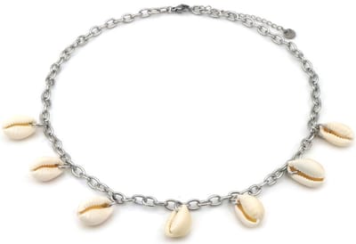 Ketting - RVS - schelpen - zilverkleurig - 40-45 cm