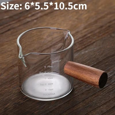 Tasse à expresso en verre 50/75/100 ml avec poignée en bois, tasse à mesurer, pichet à lait, fournitures de café, tasse de cuisine, verres à double fond Glass Cup
