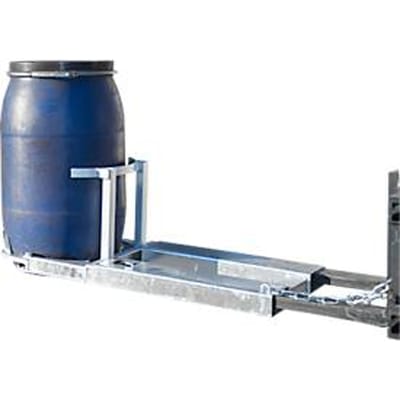 Vatenkantelaar Bauer type FW-I, voor 200 l vaten, 300 kg, kiepen met kabel, vorkheftruck bevestiging, thermisch verzinkt staal