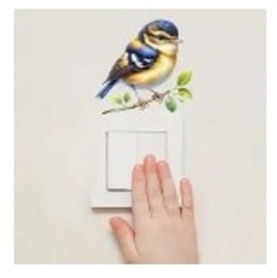 Muursticker - Schakelaarsticker - Vogel – Tak - Muur Sticker / Raamsticker - Laptop sticker - Keuken - Boven stopcontact – Handgeschilderd | Kinderkamer | Jongens – Meisjes – Baby - Decor - Verwijderbaar – Zelfklevend plakfolie | DH Collection