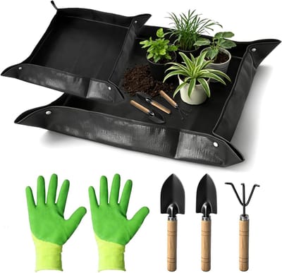 Set van 2 Plantmatten, 100 x 100 cm en 66 x 66 cm, Waterdicht en Vouwbaar, Ideaal voor Binnen, Tuinieren, Verpotten en Zorg voor Vetplanten
