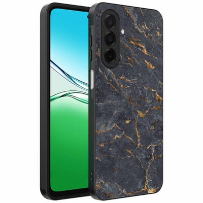 Geschikt voor Oppo A5 Telefoonhoesje met Grijs Goud Marmer Opdruk - TPU Backcover Case Grey Gold Marble Design - Zwart - Smartphonica geschikt voor Oppo A5