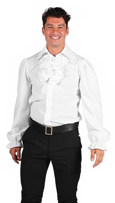 Ruchehemd met jabot wit