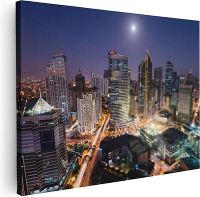 Artaza Canvas Schilderij Stad - 40x30 cm - Klein - Wanddecoratie Skyline - Muurdecoratie Wolkenkrabbers - Kamer Accessoires