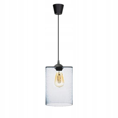 Viola hanglamp 1M glazen buis, modern design, zwart/blauw