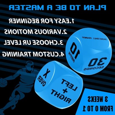 Basketbal Oefen Dobbelstenen (2 Stuks Blauw) - Leuk en draagbaar oefengadget voor jongens, meisjes, tieners en volwassen basketbalfans, verbeter je vaardigheden en plezier!