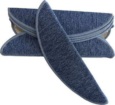 Trapmatten Set - Denim Blauw - 15 Stuks - 56x17x3cm - Zelfklevende Halve Maantjes voor Trap