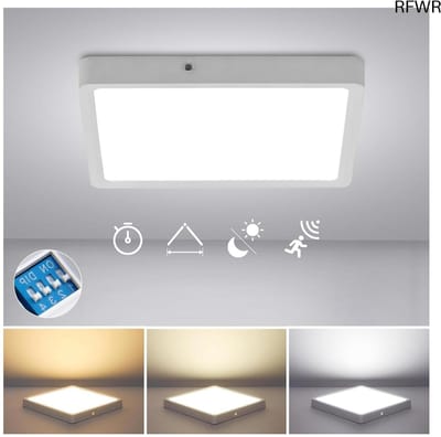 LED Plafondlamp met Bewegingssensor en Lichtsensor - 18W, 1800LM, Ø22,5CM, Ultradunne Ronde Lamp voor Badkamer, Gang of Trap