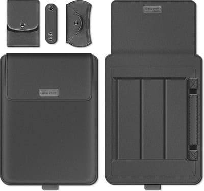Laptop Sleeve Pouch Notebook Tas - PU Lederen Case - Laptoptas met Standaard en Muismat - 13 / 14 Inch Cover - Laptop Tas