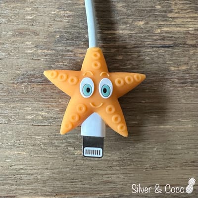 SilverAndCoco® - Kabeldiertjes / Kabelprotector / Kabelbeschermer Mobiele Telefoon Kabel Lader beschermer / Kabelbijter iPhone iPad Android oplader - Zeester