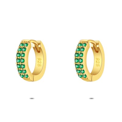 Twice As Nice Oorbellen in 18kt verguld zilver, groene steentjes