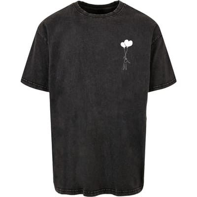 Merchcode - Love In The Air Acid Washed Heavy Oversize Heren Tshirt - XXL - Zwart