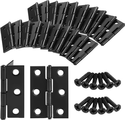 Set van 20 RVS Scharnieren, Plugverbindingen, 44 x 32 x 1 mm, Zwart, Voor Deuren, Opvouwbaar, Piano Scharnier, Kleine Scharnierband voor Kasten, Binnen en Buiten, Duurzaam en Veelzijdig