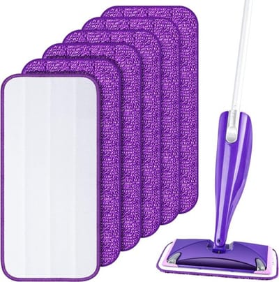 6x Dweil Navulling Mop geschikt voor Swiffer Wetjet Dweilsysteem - Herbruikbare Dweilpads - Uitwasbaar - 6 Stuks Paars - Vervangingsdoek | Compatible met swiffer Wetjet