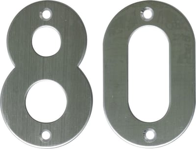 AMIG Huisnummer 80 - massief Inox RVS - 10cm - incl. bijpassende schroeven - zilver