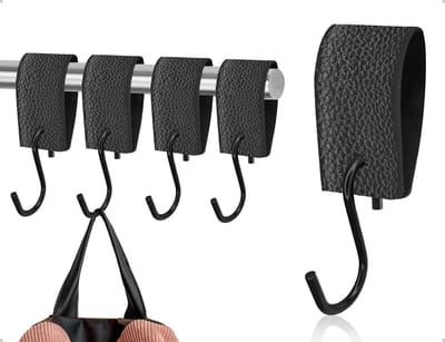 Zeynomax - S Hooks - Haken voor Kleding - Stabiele Bevestiging - Zwart - Kledinghaken - Ideaal voor Thuis en Buiten - Set van 4