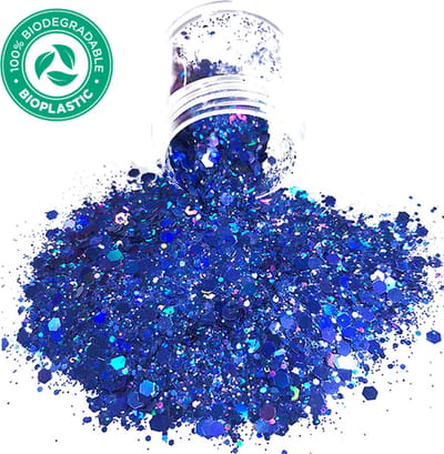 GlittersXL - Chunky Glitters (Blauw) [Volume 8g - Festival Jewels Glitter Outfit Lichaam en Gezicht - Make-up Diamond Dots Face Body - Diamantjes Strass Steentjes - Kinderen Volwassenen Dames Makeup Tattoo]