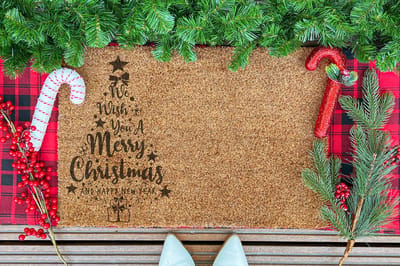 Merry Christmas | 60x40 cm | Nieuwe huis cadeau | Ingangsmat | Deurmat met stijl | Verhuizing cadeau | Praktisch & trendy | Perfect voor binnenkomst | Cadeau voor nieuwe woning