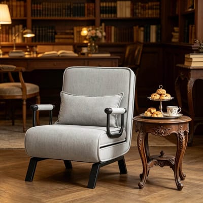 STILVORA Fauteuil 65 x 78 x 75 cm – 3-in-1 Slaapstoel Met Verstelbare Rugleuning – Omvormbaar Tot Ligstoel En Eenpersoonsbed – Metaal En Stof – Lichtgrijs