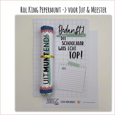 LeuksteKaartjes.nl by xMar - KaartKadootje Rol KING Pepermunt -> Juf & Meester - No:01 (uitMUNTend - Bedankt! Dit schooljaar wat echt TOP! - Mintgroen)