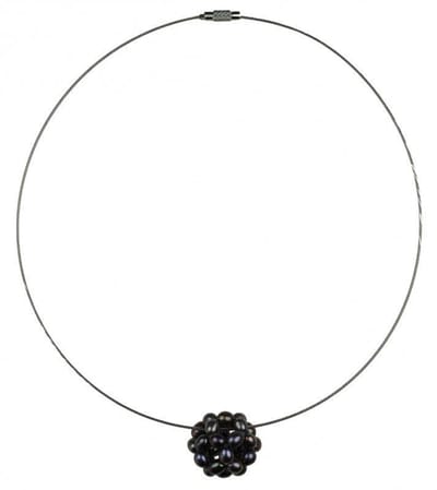 Zoetwater parel ketting Black Ball - echte parels - zilver - paars - blauw - luxe sieraden zakje - parelketting dames - parelketting met hanger