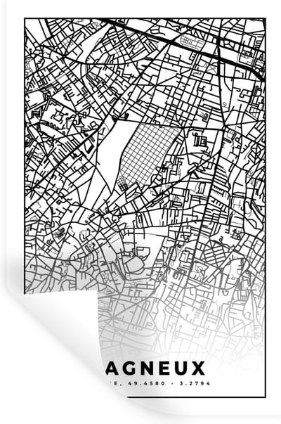 Muurstickers - Sticker Folie - Stadskaart - Plattegrond - Kaart - Frankrijk - Bagneux - Zwart wit - 20x30 cm - Plakfolie - Muurstickers Kinderkamer - Zelfklevend Behang - Zelfklevend behangpapier - Stickerfolie