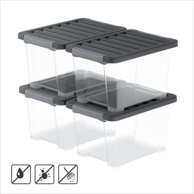 Rotho CORE Pro - opbergboxen - set van 4 - stapelbaar - 15 ltr